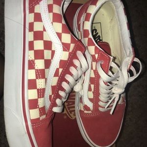 Red old skool checkered vans